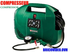 lidl portable air compressor parkside 180 L 1100 W 3550 rpm accessories video manual