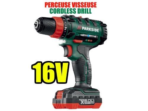 Lidl 16v Cordless Drill Parkside Pabs 16 1300 Rpm 2 Ah 2