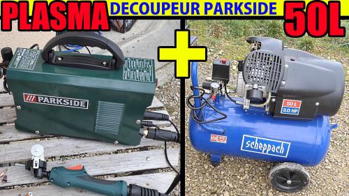 decoupeur-plasma-parkside-lidl-pps-40A-compresseur-scheppach-hc52dc-50L-2200W